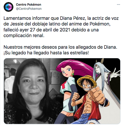 Pokémon: fallece Diana Pérez, voz de Jessie en el Equipo Rocket