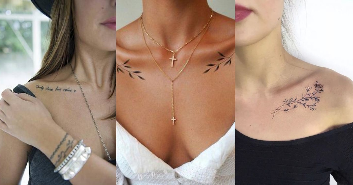 Tatuajes en la clavícula femeninos y delicados para mujeres elegantes