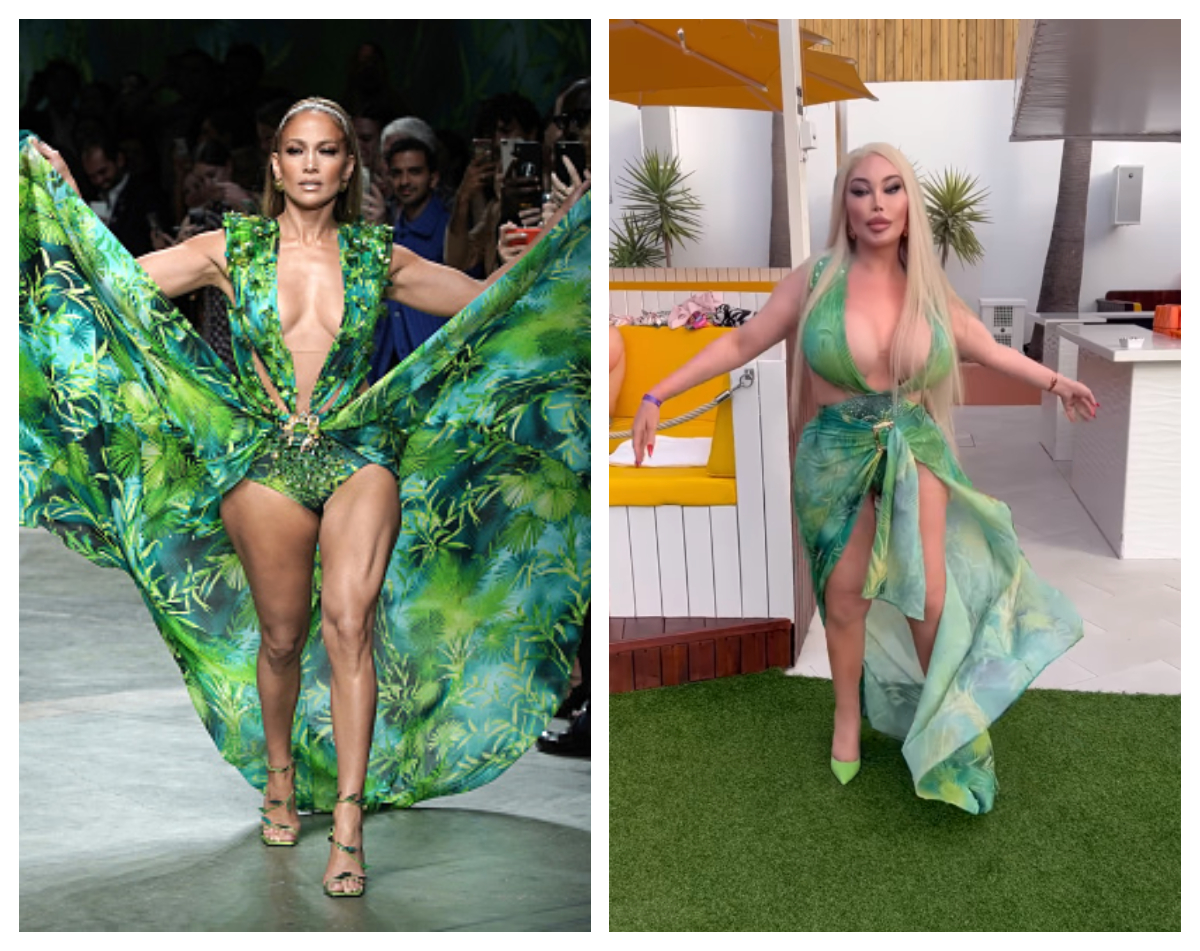 Jennifer Lopez y el nuevo vestido verde Jungle Dress de Versace