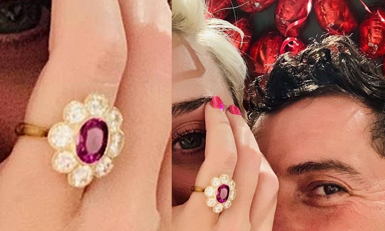 Foto del anillo de compromiso que Bloom dio a Katy Perry