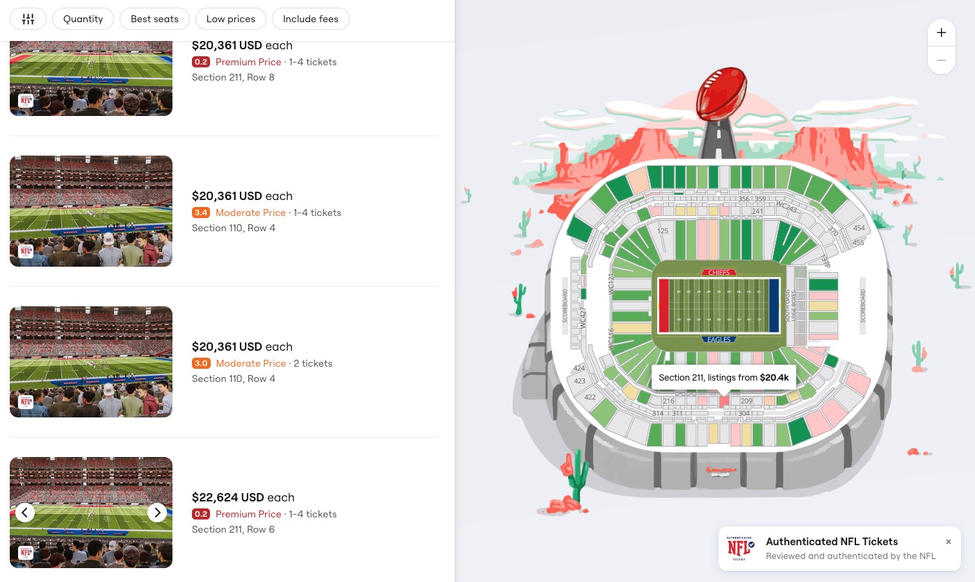 Super Bowl LVII. Revelan precios de entradas para asistir al partido