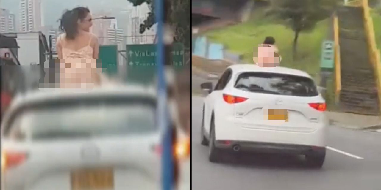 Escándalo en Medellín por dos mujeres que se pasearon desnudas en un carro  – Publimetro Colombia