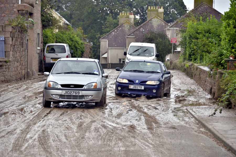 Some roads were covered in mud on Thursday morning as a result of the heavy rain