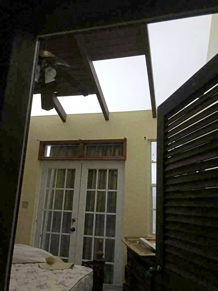 A bedroom roof ripped off