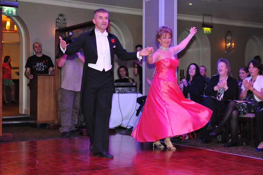 Dragos dancing with Medical Officer of Health Dr Susan Turnbull during Strictly Jersey for Children in Need