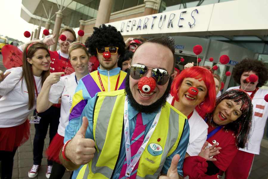 British Airways staff at Jersey Airport on Red Nose Day
