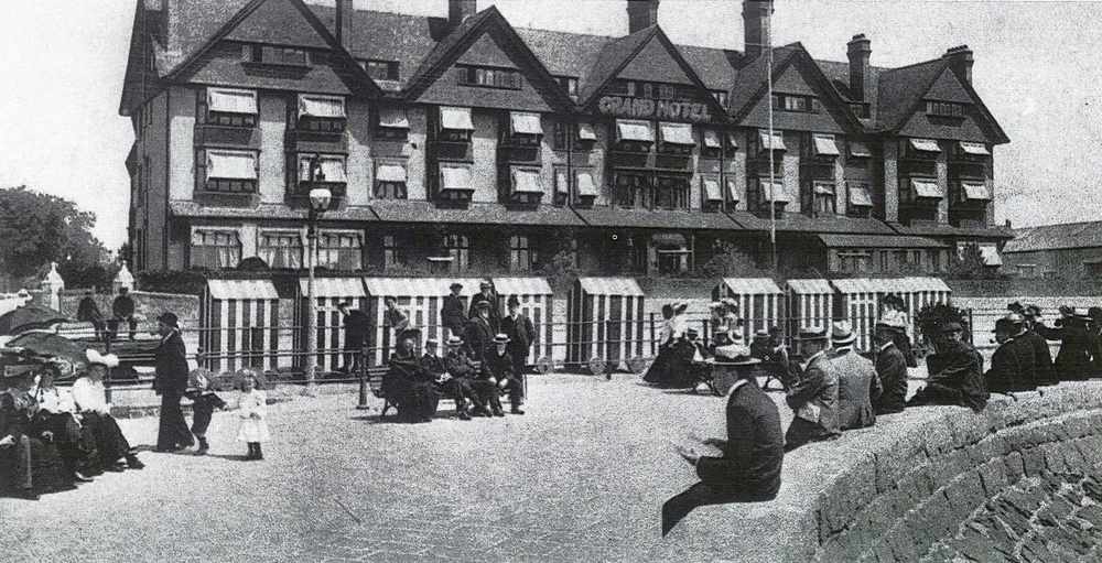 The Grand Hotel pictured in the days of beach huts and straw boaters