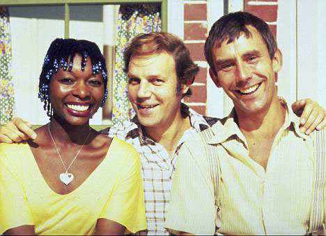 In her hey-day: Floella benjamin with fellow Play Away presenter Brian Cant with actor Christopher Beeny