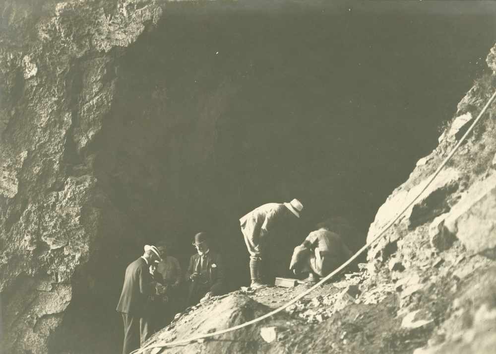 An excavation at La Cotte de St Brelade in 1910. PICTURE: Societe Jersiaise