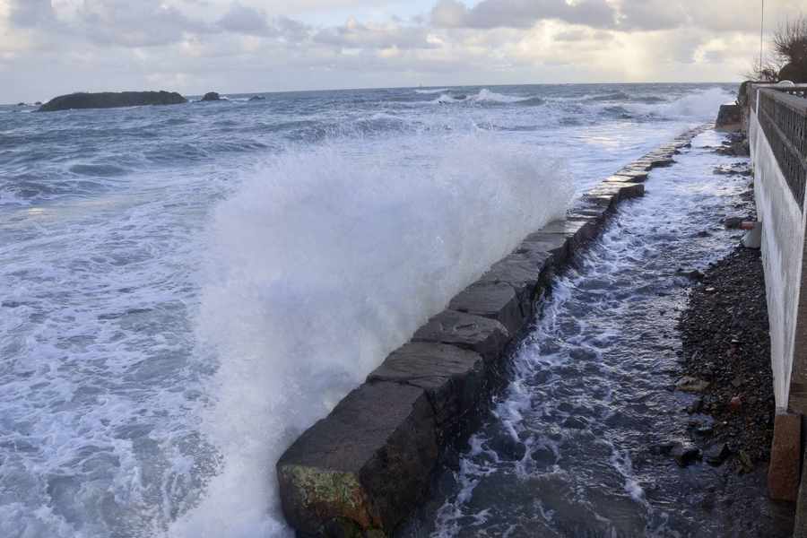 Jersey was hit by the first of several predicted 'supertides' in February