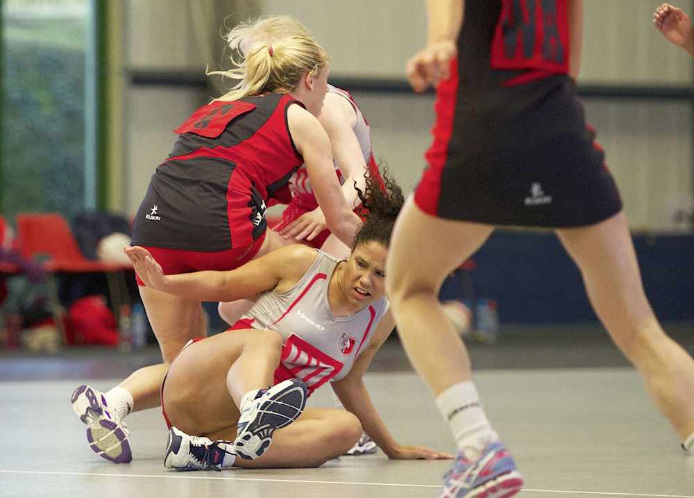 Jacy Brown collides with Linden's Jaydene Robinson