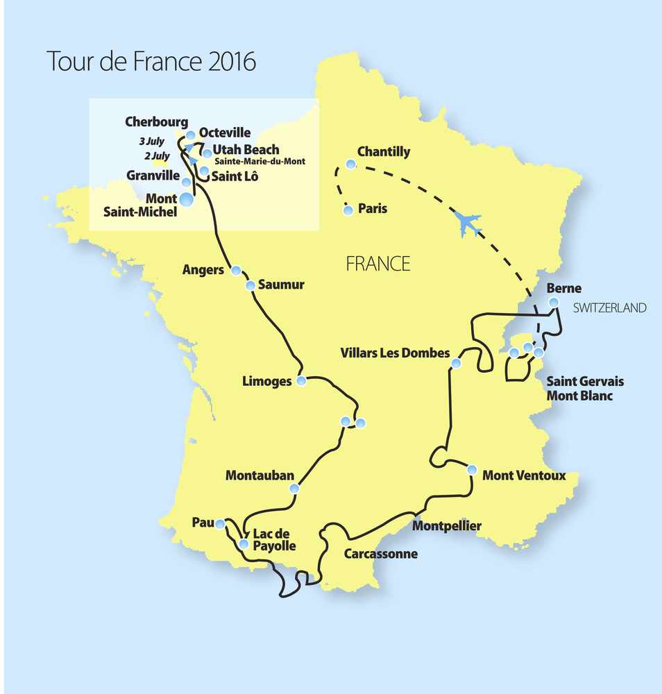 The Tour de France map for 2016