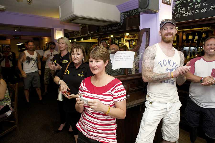 Former service personnel enjoy free music during the Holidays for Heroes Jersey event at the Seaton Bar on Saturday