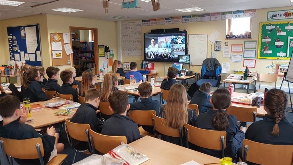 St Clement's School pupils during an assembly led by former student Daniel Arthur who became a NASA engineer. Picture: Government of Jersey (30414851)
