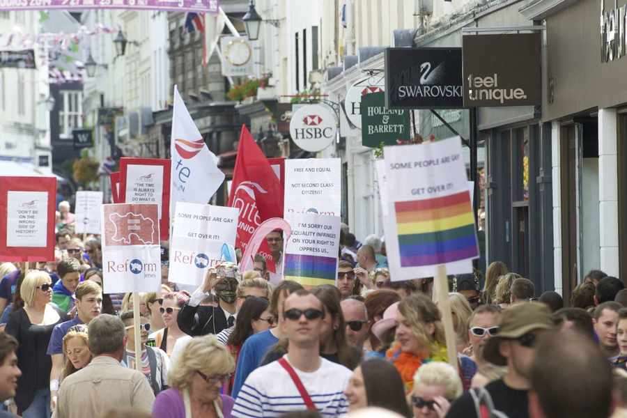The 2014 Jersey rally for equal marriage from the Royal Square to Liberation Square
