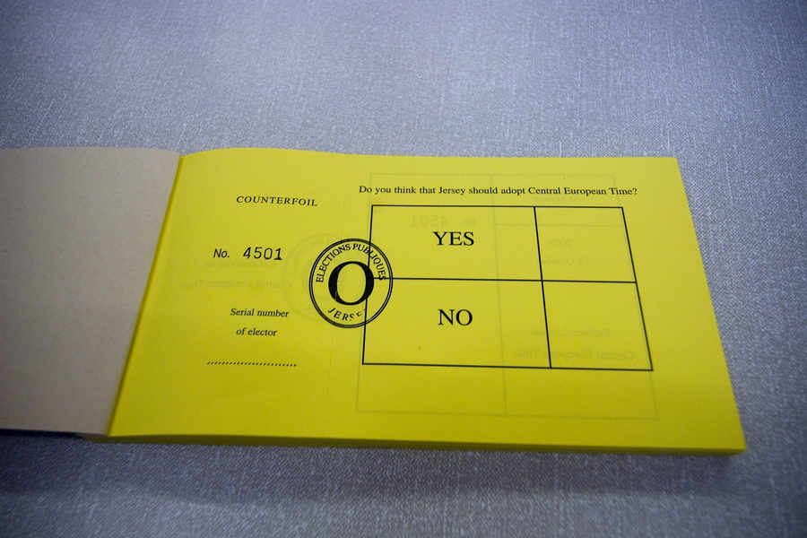 Voting slips for the referendum on central European time