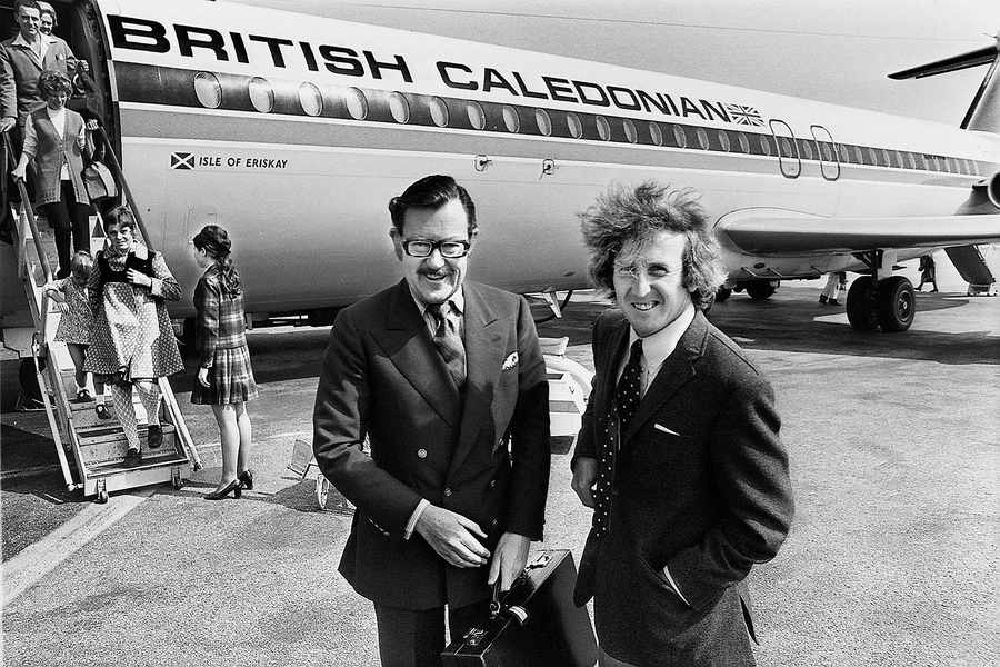 Mr Whicker travelled all over the world for his TV programme, and in September 1972 he was met at the Airport by Channel Television's John Rothwell for the company's tenth birthday