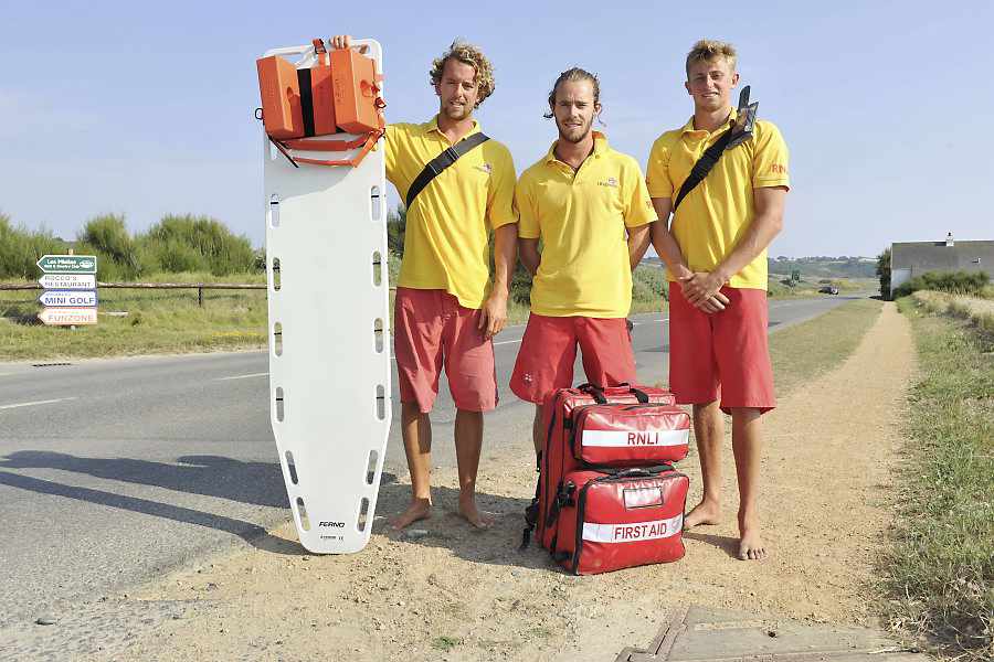 Lifeguards James Hibbs, Tom Butel and Bradley Ferguson's services weren't just beach-based last year. They were also called into action to assist an injured cyclist in St Peter in July.