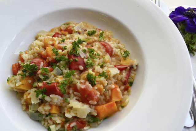 Butternut squash and red pepper risotto