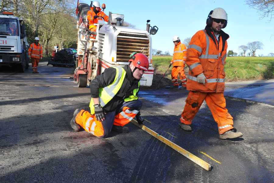 Workers carry out resurfacing between Trinity and Gorey