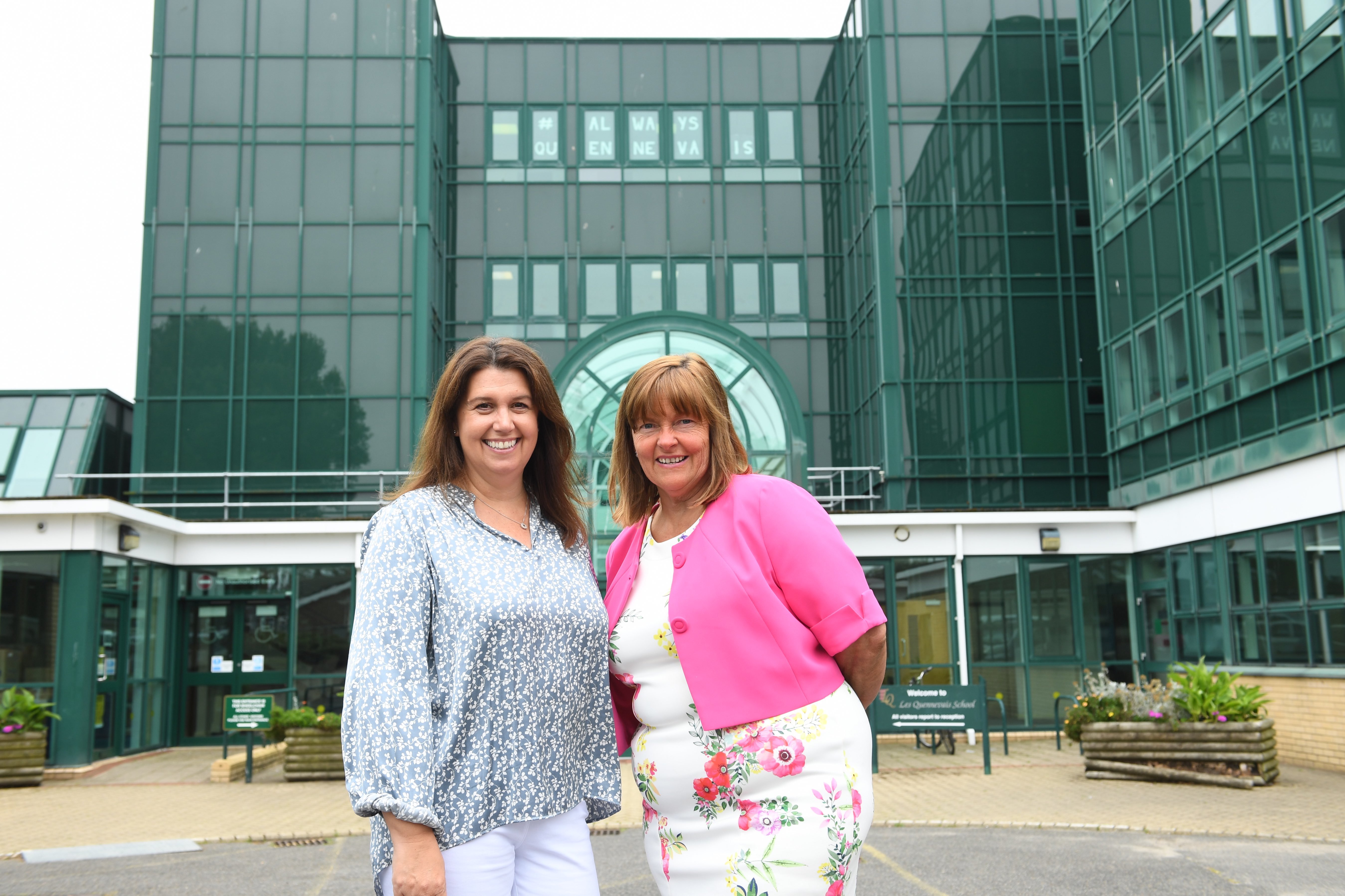 Head teacher Sarah Hague and Deputy head Cathy Moisan in front of the old school building. The school has now moved into its new premises on Route des Quennevais (29056660)