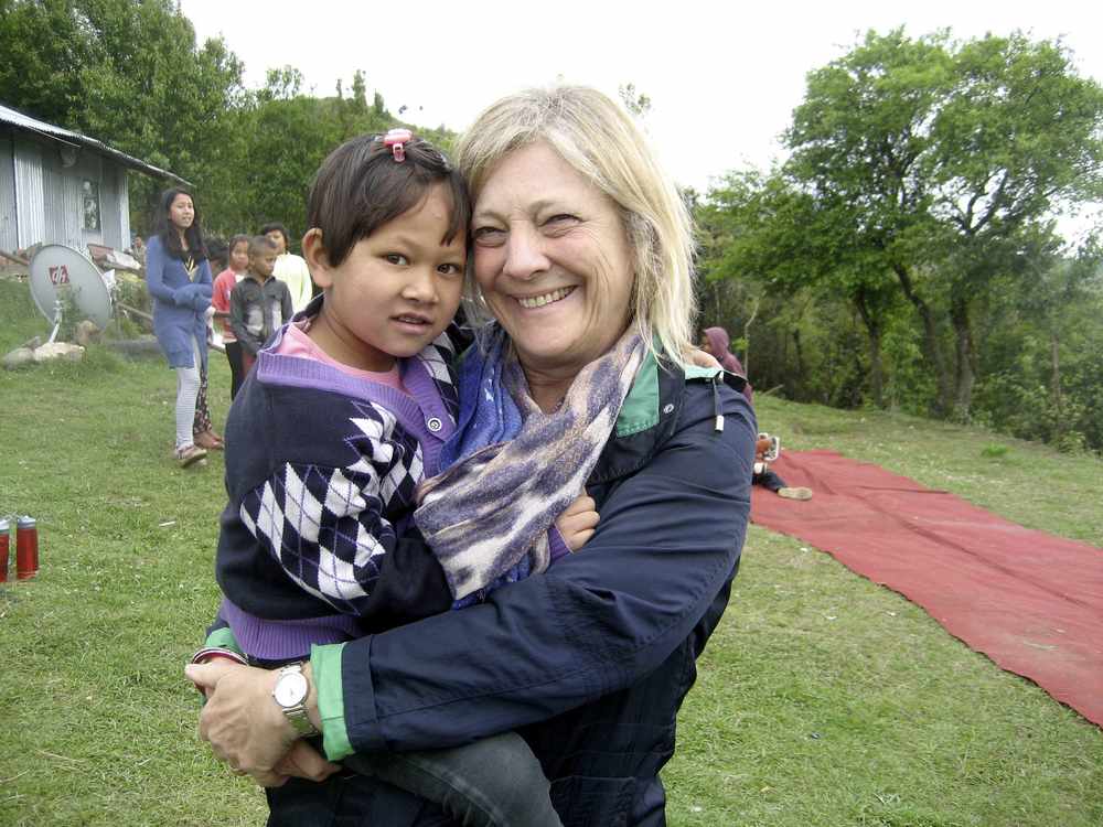 CPS Nepal trustee Janis Hall with a young friend in happier times