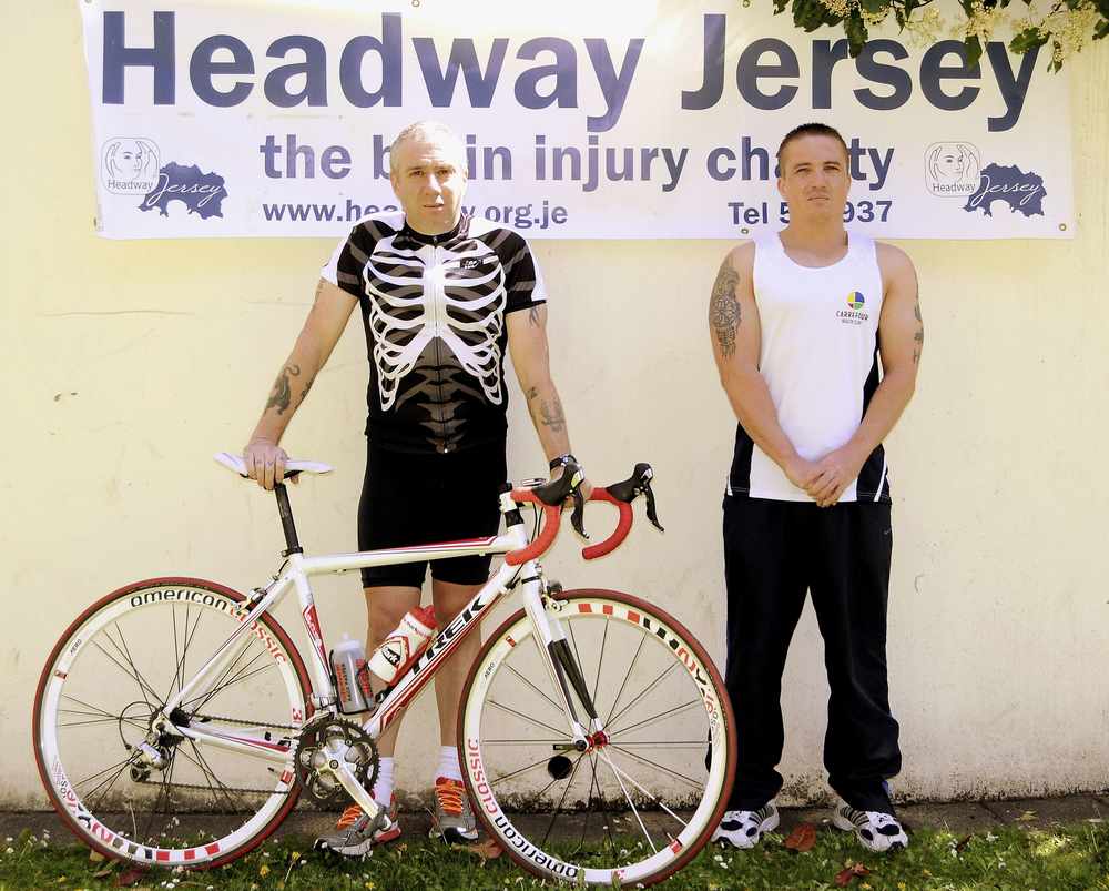 Cameron Arnell and Tony Abraham will cycle and row the equivalent of 11 times around Jersey