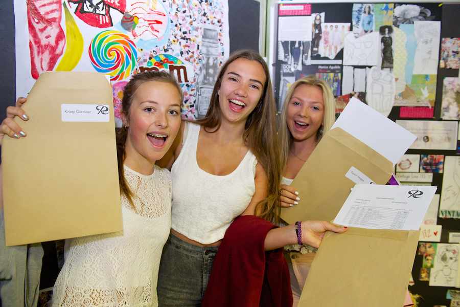 Le Rocquier pupils with their GCSE exam results