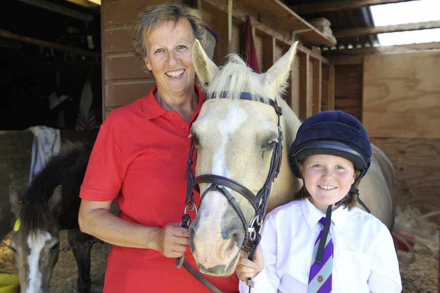 Lucia O'Connor with Grace Cathcart and her Pony Mikey