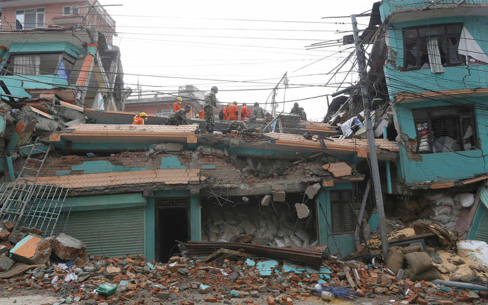 The collapsed Sitapyla church in Kathmandu