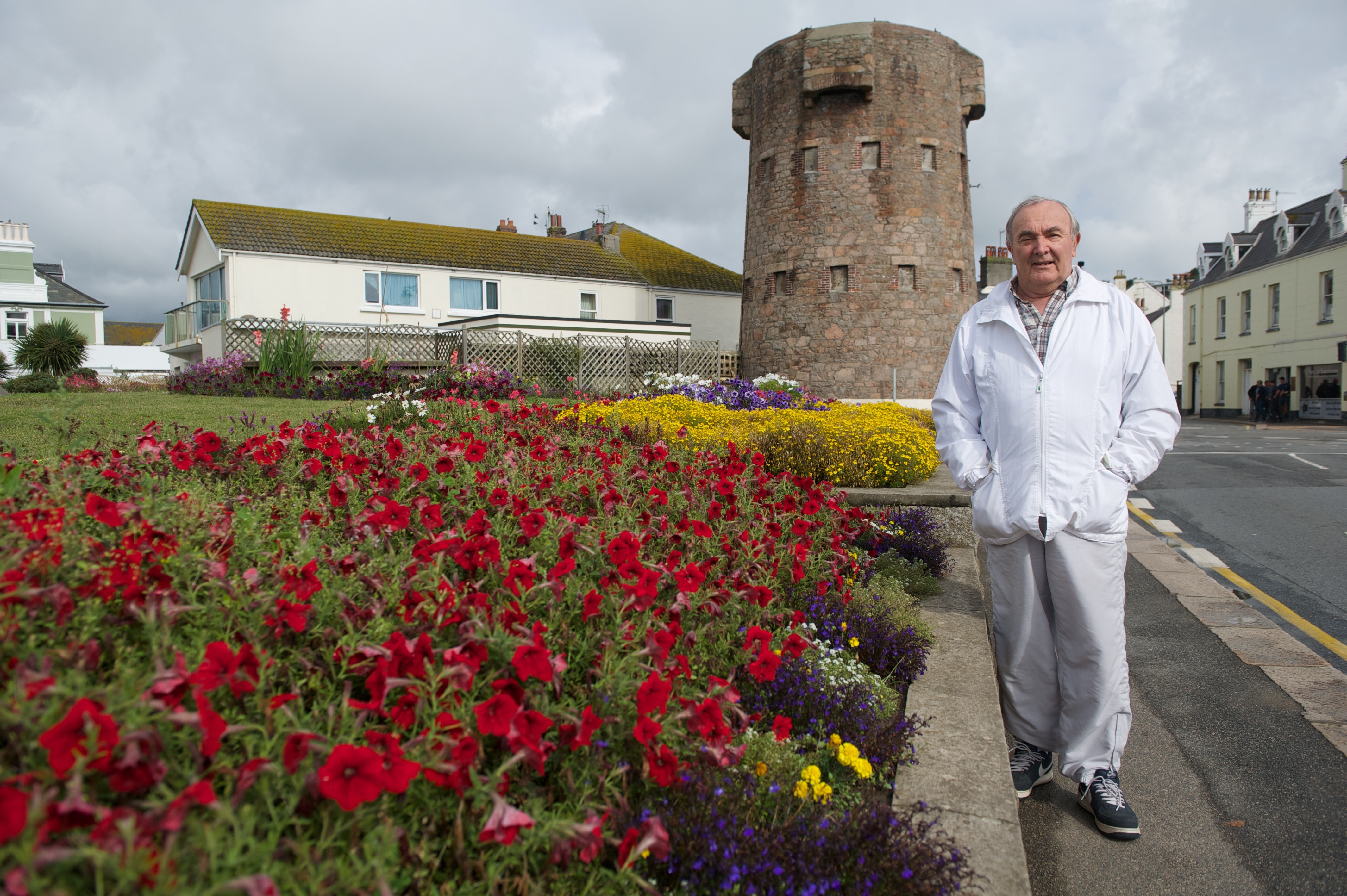 Ted Vibert alongside the flower beds at First Tower. Picture: JON GUEGAN. (26196936)