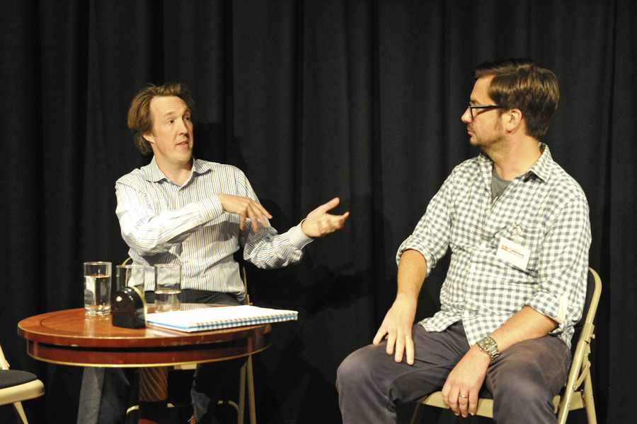 Comedy writer – and former Victoria College pupil – Will Smith (left) spoke about scriptwriting