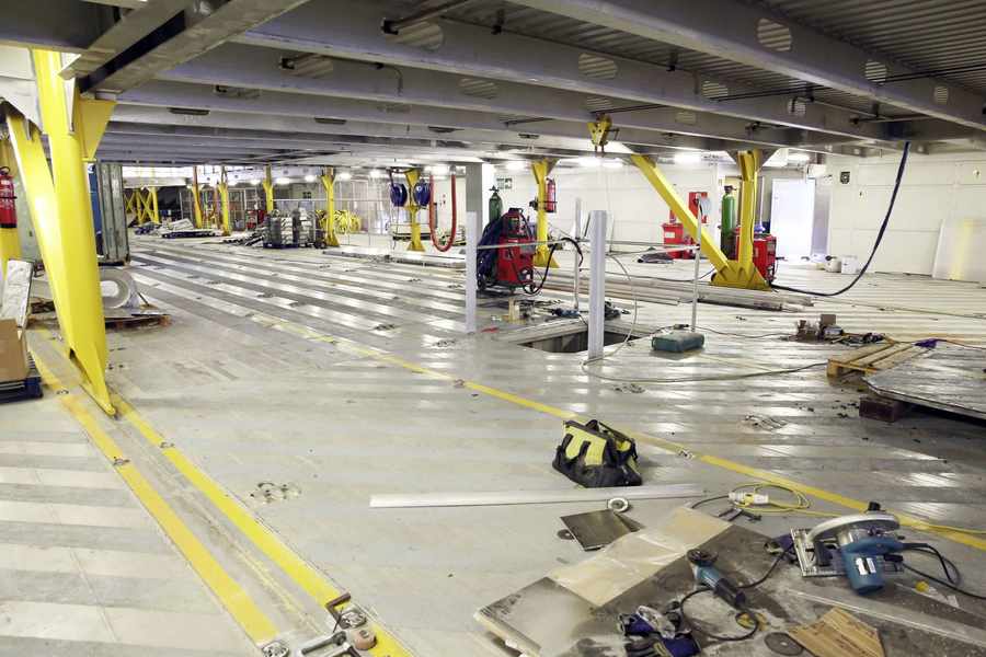 The car deck of the new ship
