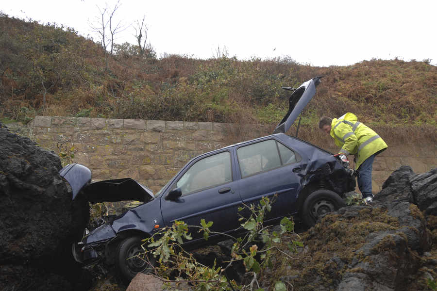 There was a very lucky escape for two teenage girls when their car went over the cliff at Jeffrey's Leap