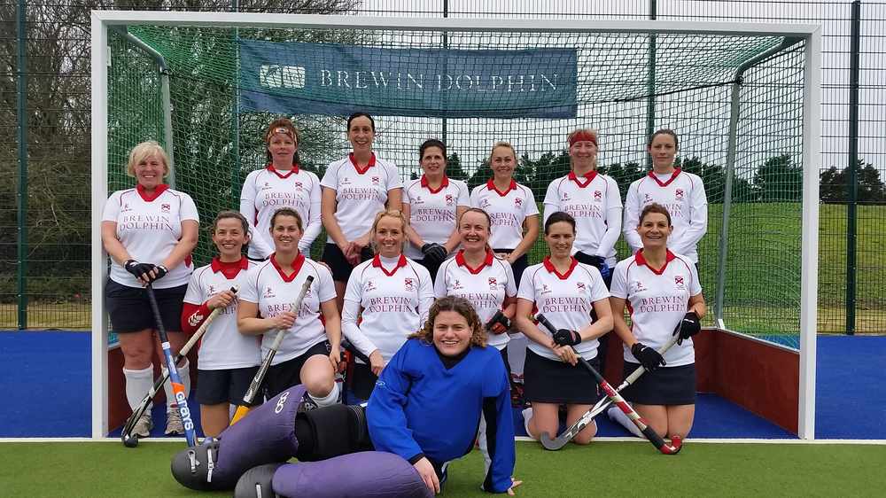 The Jersey women's veterans hockey team pictured before their 4-0 win over Crewe Vagrants