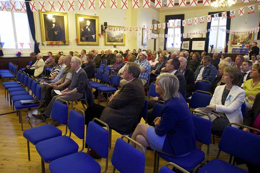 The scene at the Town Hall during last night's meeting
