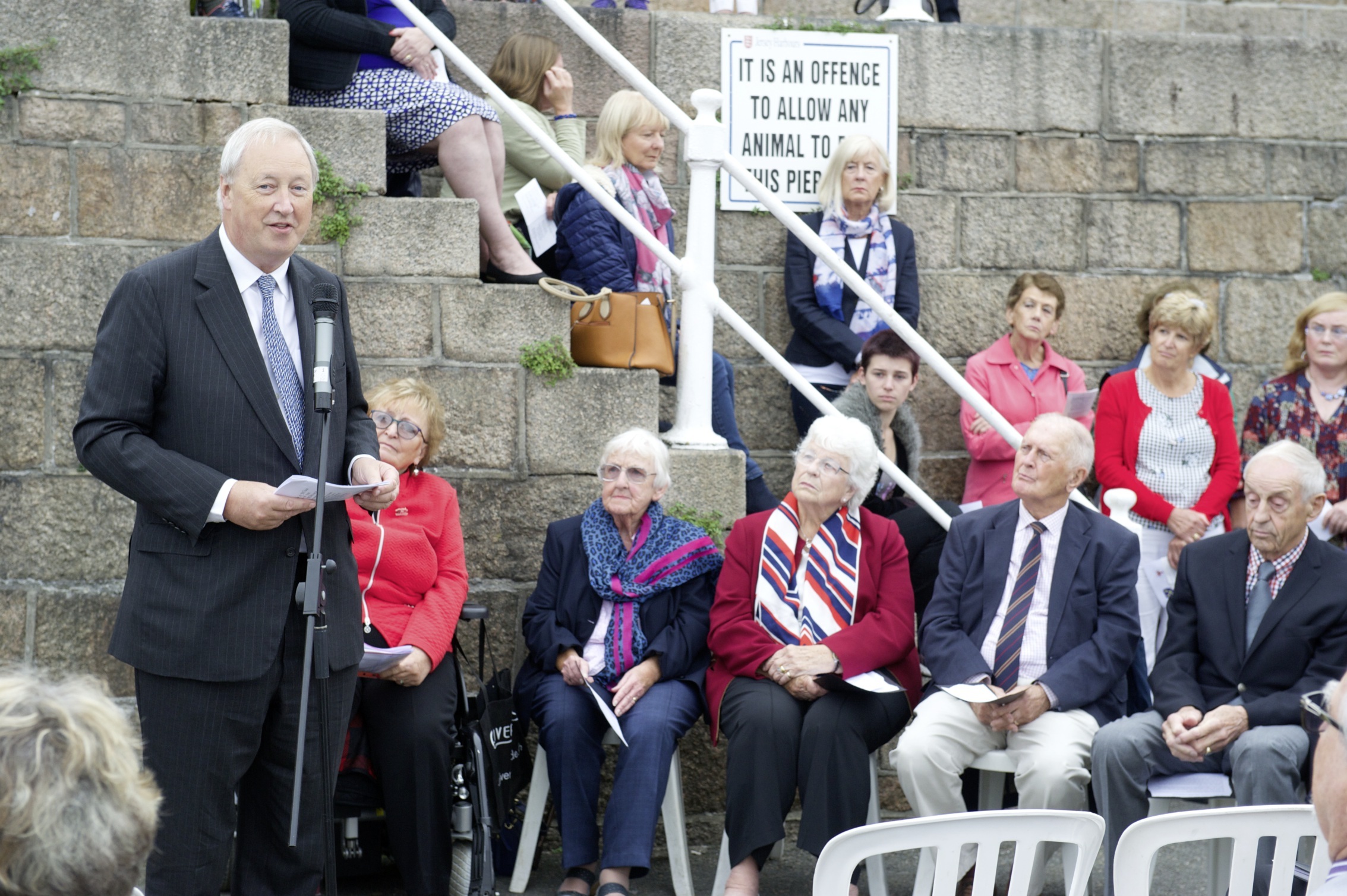Former Bailiff Sir William Bailhache addressing crowds at a Bad Wurzach memorial                               Picture:TonyPikephotographer.com. (27233262)