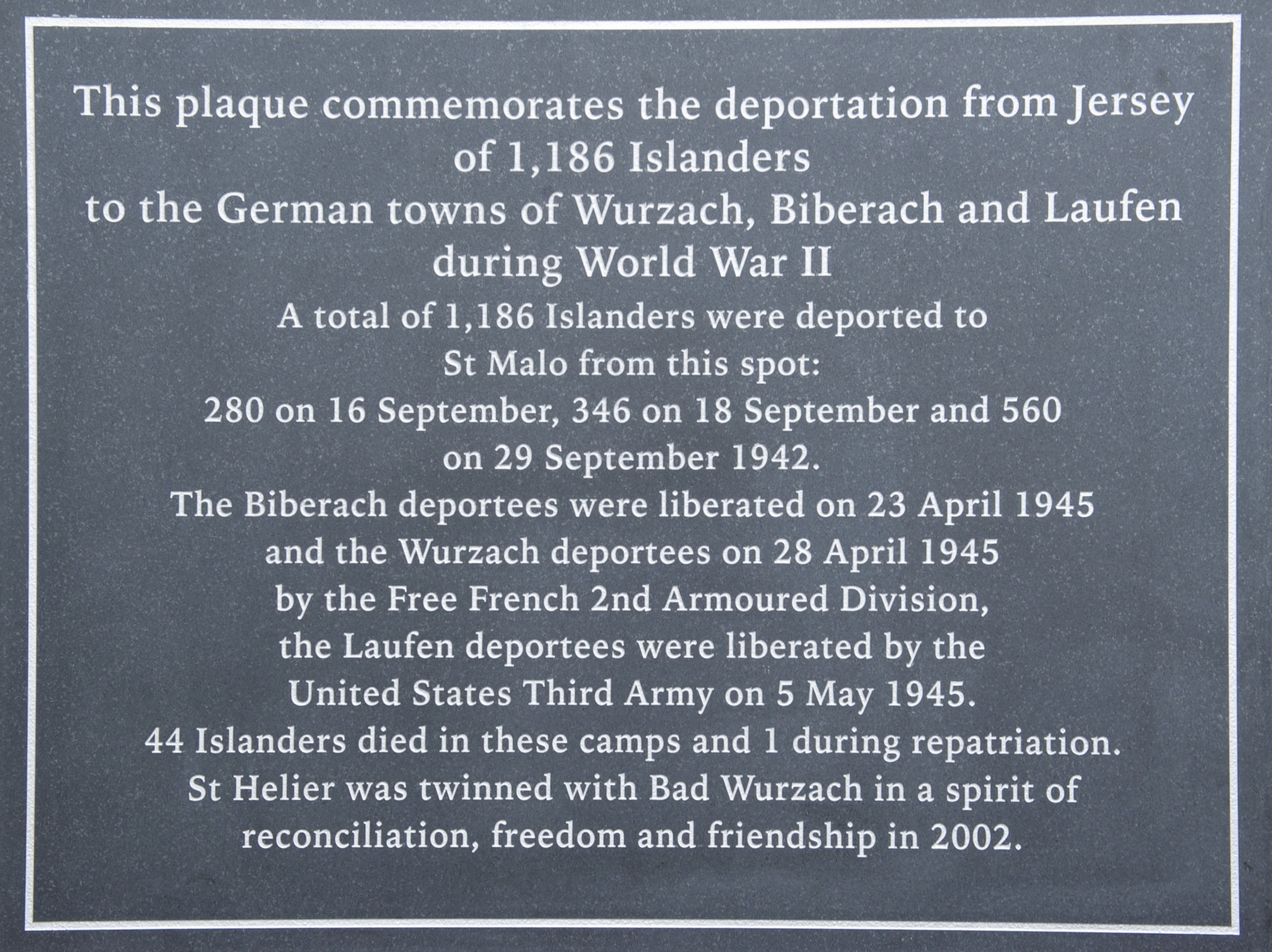 A memorial plaque on the Albert Pier in memory of Islanders who were deported to Bad Wurzach, Biberach & Laufen in September 1942                         Picture:TonyPikephotographer.com. (27233258)