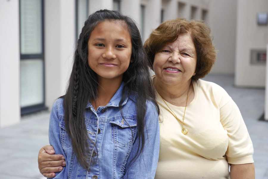 Fern Moolasiwa (14) with her grandmother, Fatima Pinto