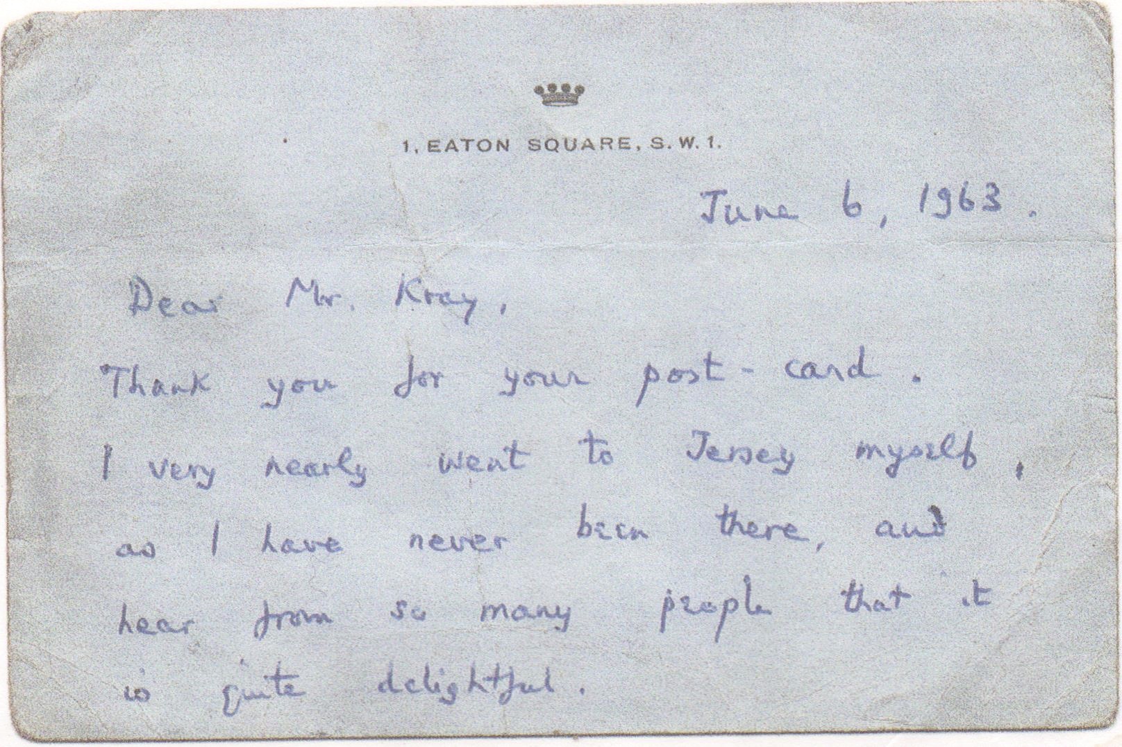 The note from Lord Boothby to Ronnie Kray (26100579)