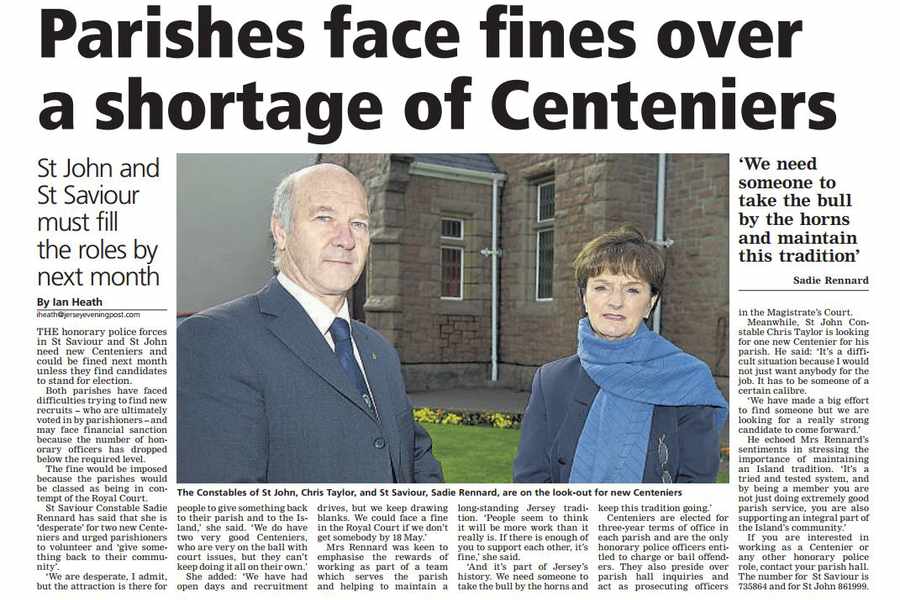 How the JEP reported on the parish's appeal for Centeniers in April
