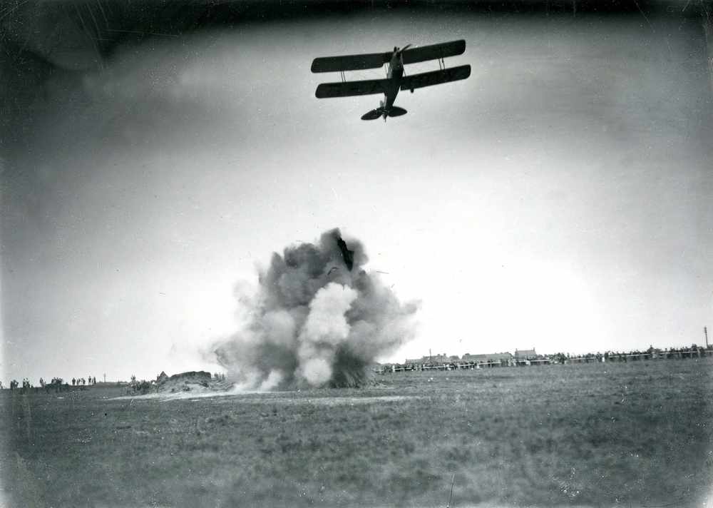 A picture from Jersey's first air display in 1933, which featured a demonstration of bombing