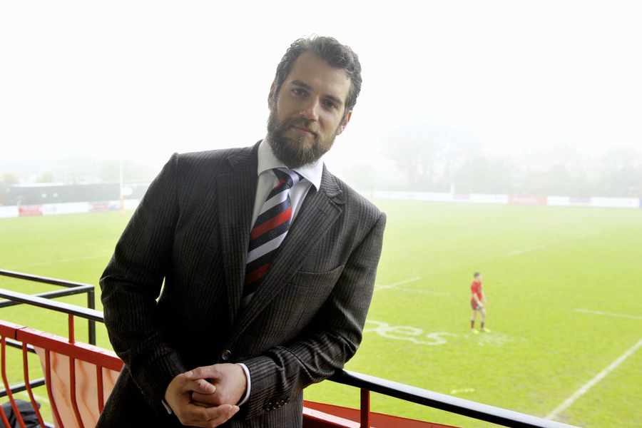 Henry Cavill pictured at the Jersey Rugby Club