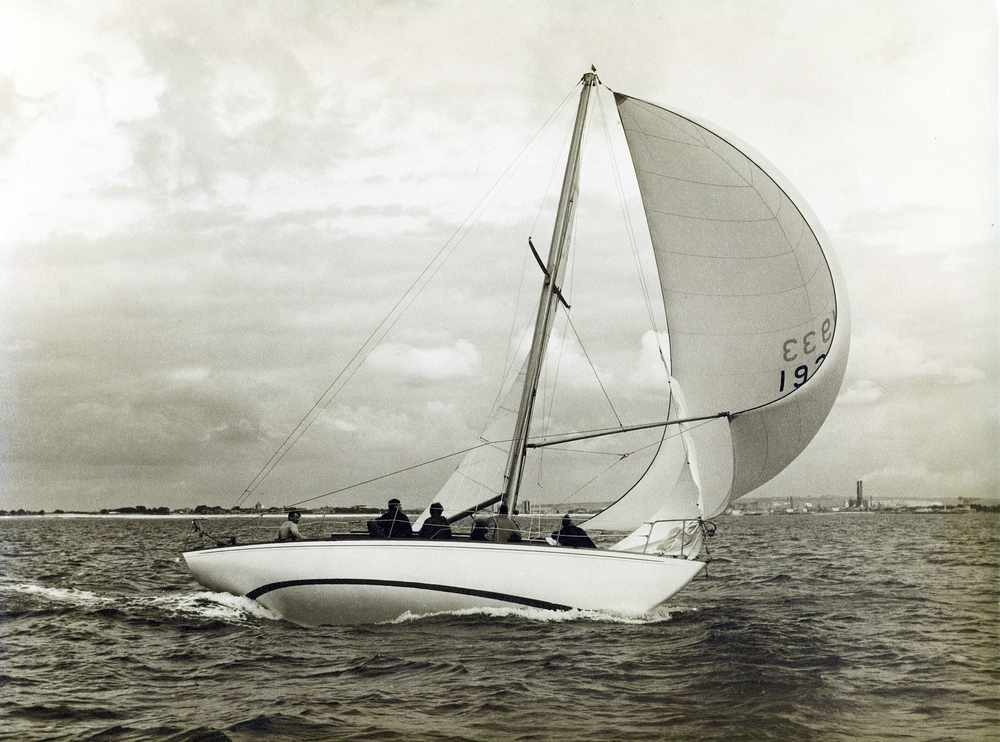 One of Mr Buchanan's designs, a Bonito-class yacht, sailing in the Cowes–Dinard race