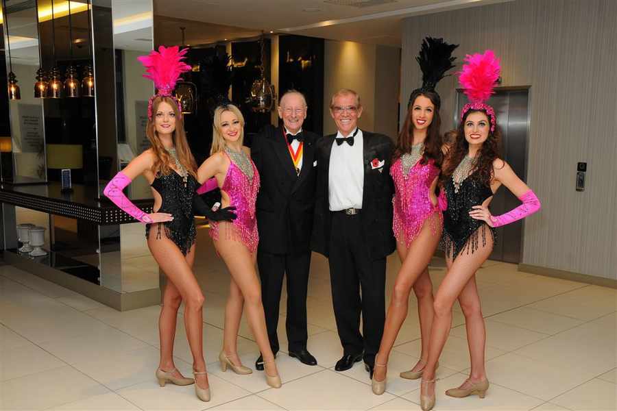Dick Ray with Stuart Gillies and Variety Club dancers
