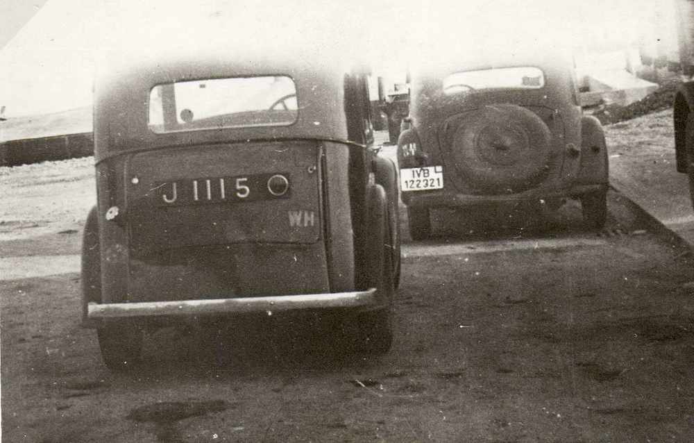 The 1936 Standard 16, next to a Citroen Light 15 like the one which was accidentally crushed at Springfield. WH signifies that the car is under German control