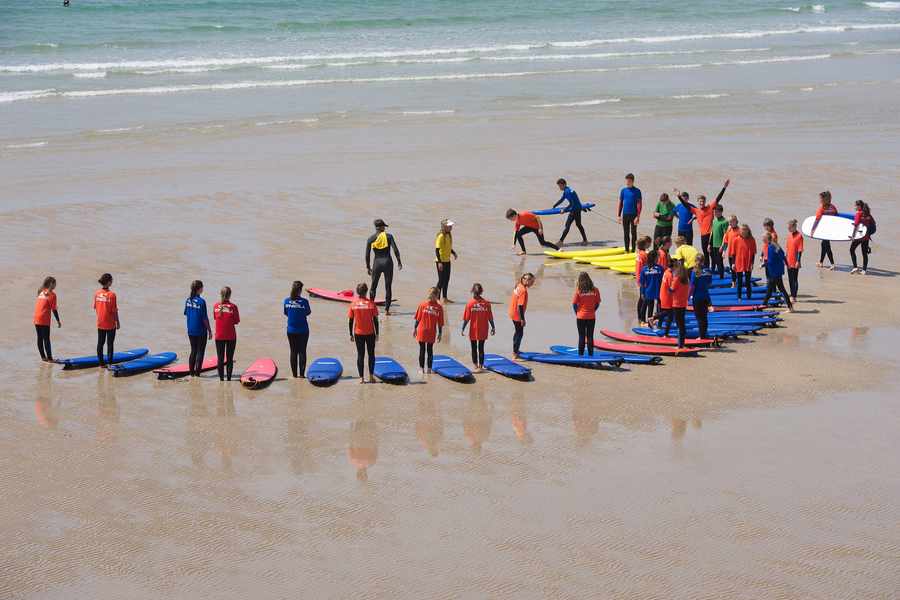 A surfing class on St Ouen's Bay