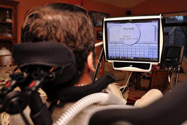 Some who lose the power of speech because of MND can use sophisticated devices like this eye-controlled speech screen