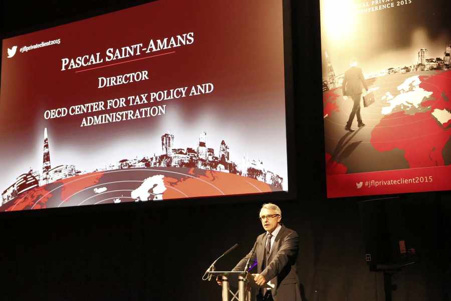 Pascal Saint-Amans, director of the OECD Centre for Tax Policy and Administration, addresses the conference in London