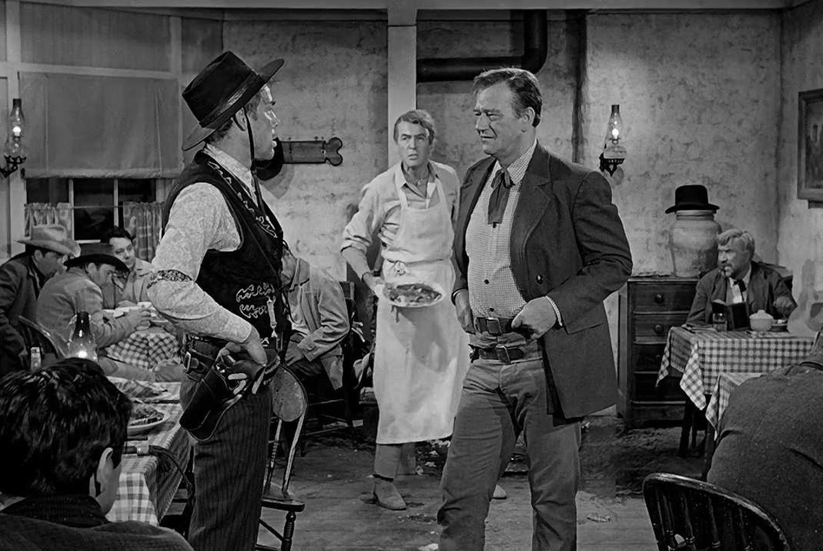 Lee Marvin, James Stewart and John Wayne in The Man Who Shot Liberty Valance (28832102)